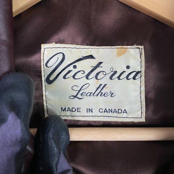 Vintage 70s Victoria Leather Jacket Men's Small Oxblood Burgundy Fight Club Pimp - Picture 6 of 11
